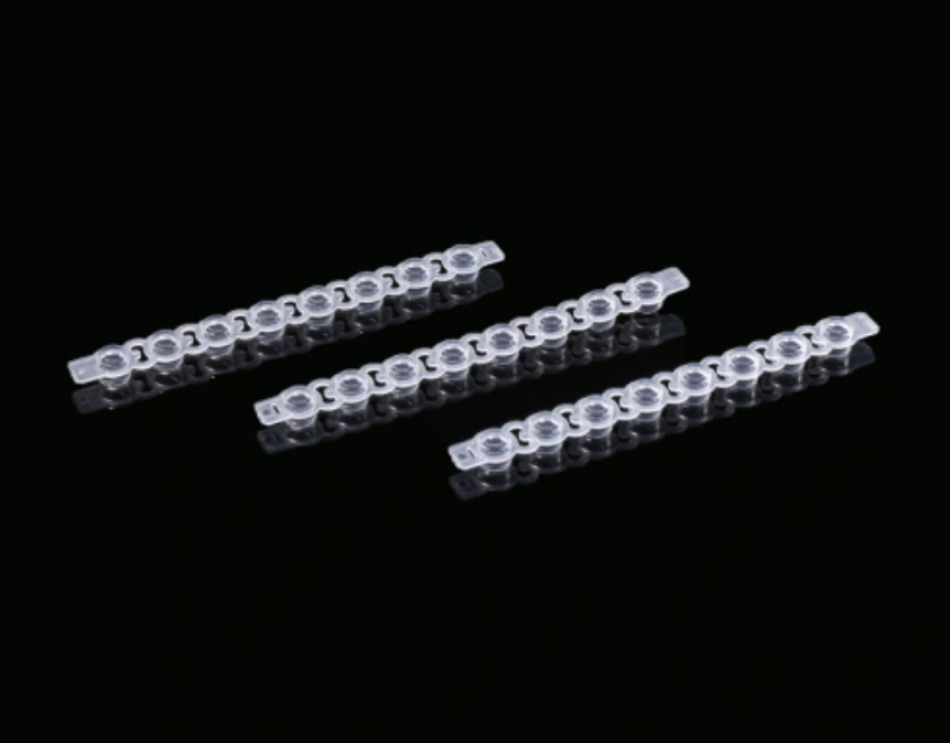 PCR, 8 Strip, Flat Caps, Optically Clear, 125 strips/box